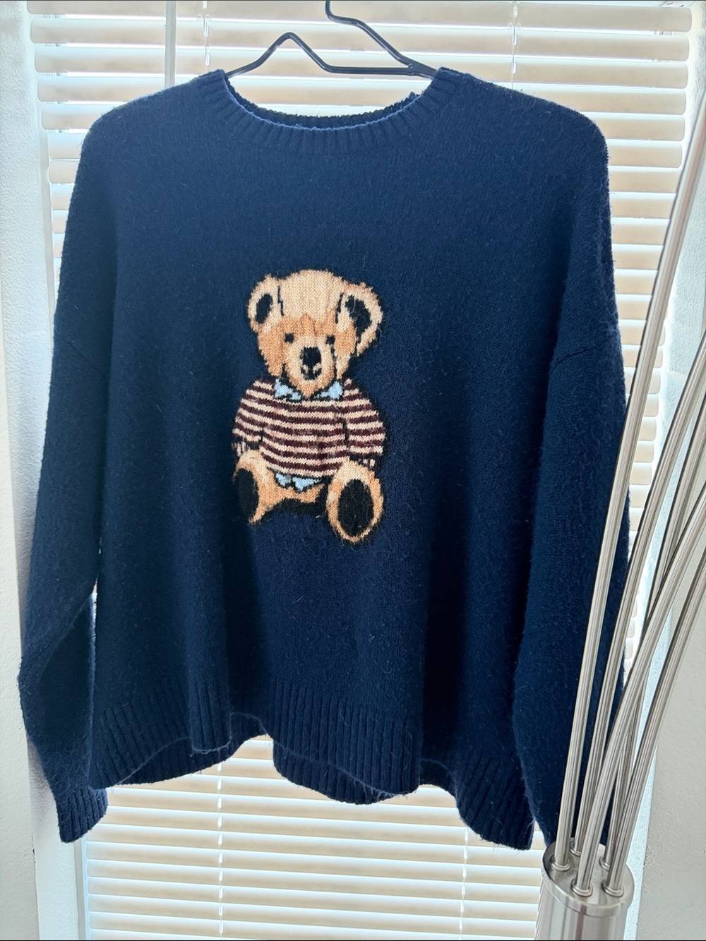 Navy Teddy Crewneck Sweater - Men